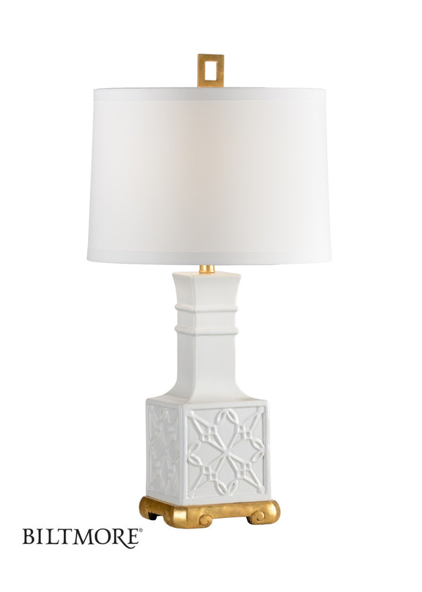 Wildwood Lila White Glazed Table Lamp With Antique Gold Leaf Accents — 31" Slim Decorative Accent Lighting Fixture 23323