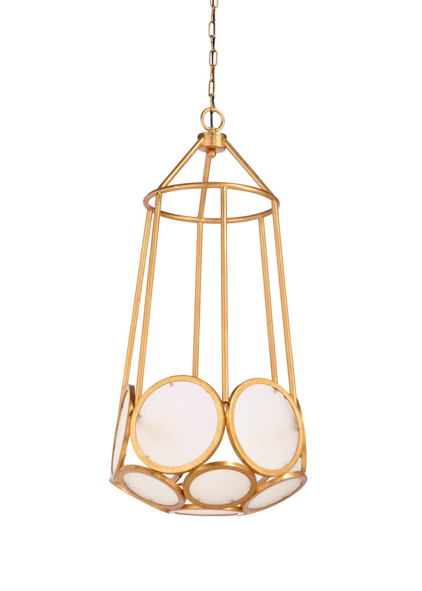 Wildwood Earlom Pendant Antique Gold Leaf With Frosted Diffuser — 34" Statement Chandelier-Style Ambient Light 23326