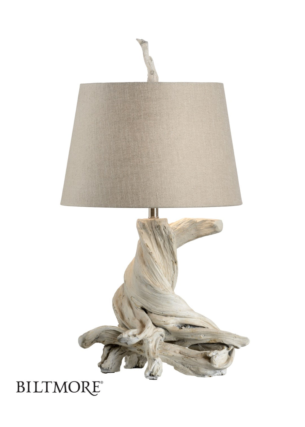 Wildwood Olmsted Whitewash Lamp With Sculpted Wisteria-Inspired Base, Antique Finish, Soft Ambient Light (33") 23328