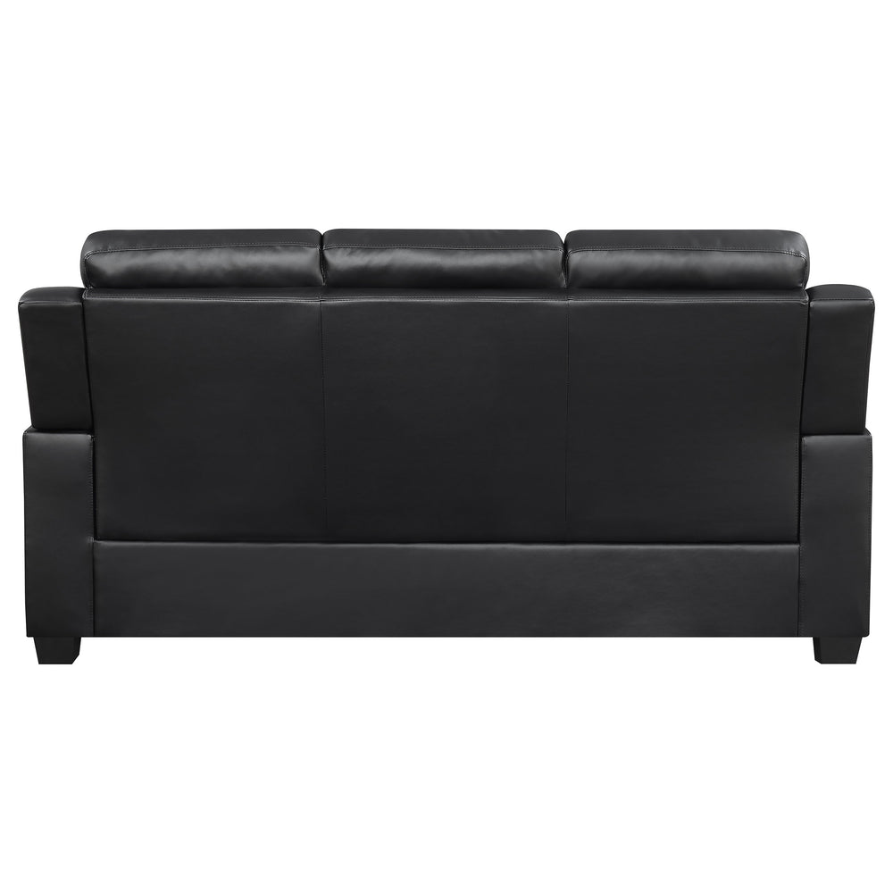 English Elm Castro Black 2-Piece Faux Leather Sofa And Loveseat Set - Stylish Comfort For Modern Living Spaces B062S01150