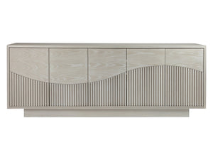 Lexington Artistica Home Daybreak Media Console - Stunning Fluted White Oak Design With Modern Finishes For Elegant Storage Taupe Wood 2333-907
