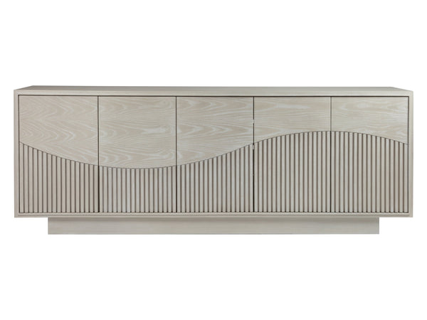Lexington Artistica Home Daybreak Media Console - Stunning Fluted White Oak Design With Modern Finishes For Elegant Storage Taupe Wood 2333-907