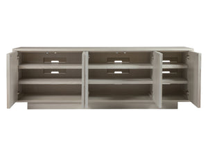 Lexington Artistica Home Daybreak Media Console - Stunning Fluted White Oak Design With Modern Finishes For Elegant Storage Taupe Wood 2333-907