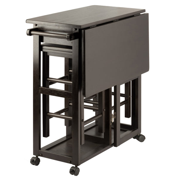 Winsome Wood Suzanne 3-piece Space Saver Set - Versatile Drop Leaf Table & Stools For Small Spaces In Coffee Finish Coffee Solid ,Composite Wood 23330-winsome-wood