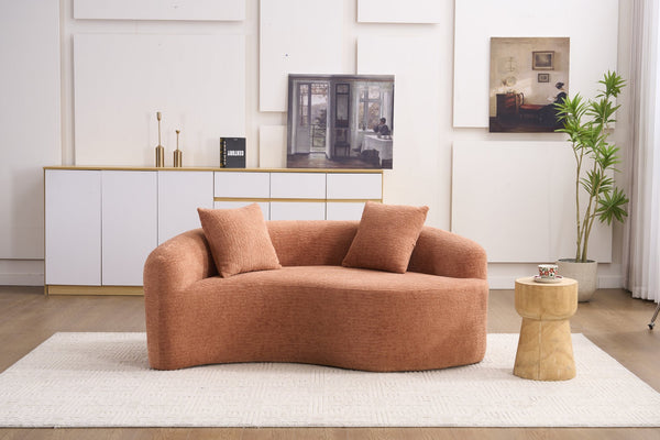 English Elm LY-042 Zen-Inspired S-Curved Dual-Depth Loveseat with Chenille Upholstery, Ready-to-Use Comfort Coral W2231P329722