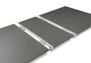 English Elm Katia Rustic Gray Weathered White Dining Table with 18" Leaf, 30mm Top, Poplar/MDF Build, 25" Clearance B2726P269244