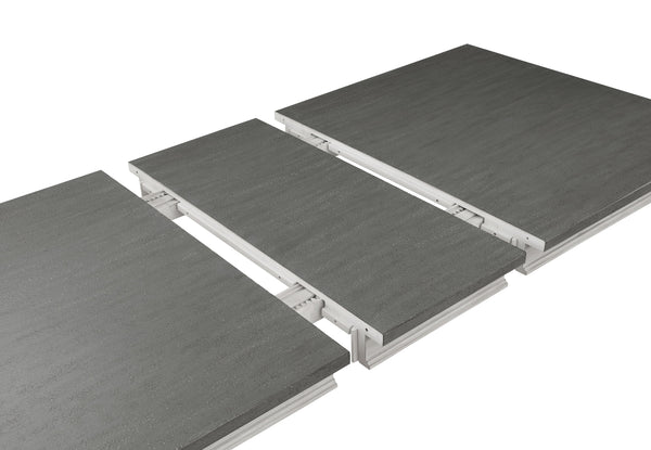 English Elm Katia Rustic Gray Weathered White Dining Table with 18" Leaf, 30mm Top, Poplar/MDF Build, 25" Clearance B2726P269244