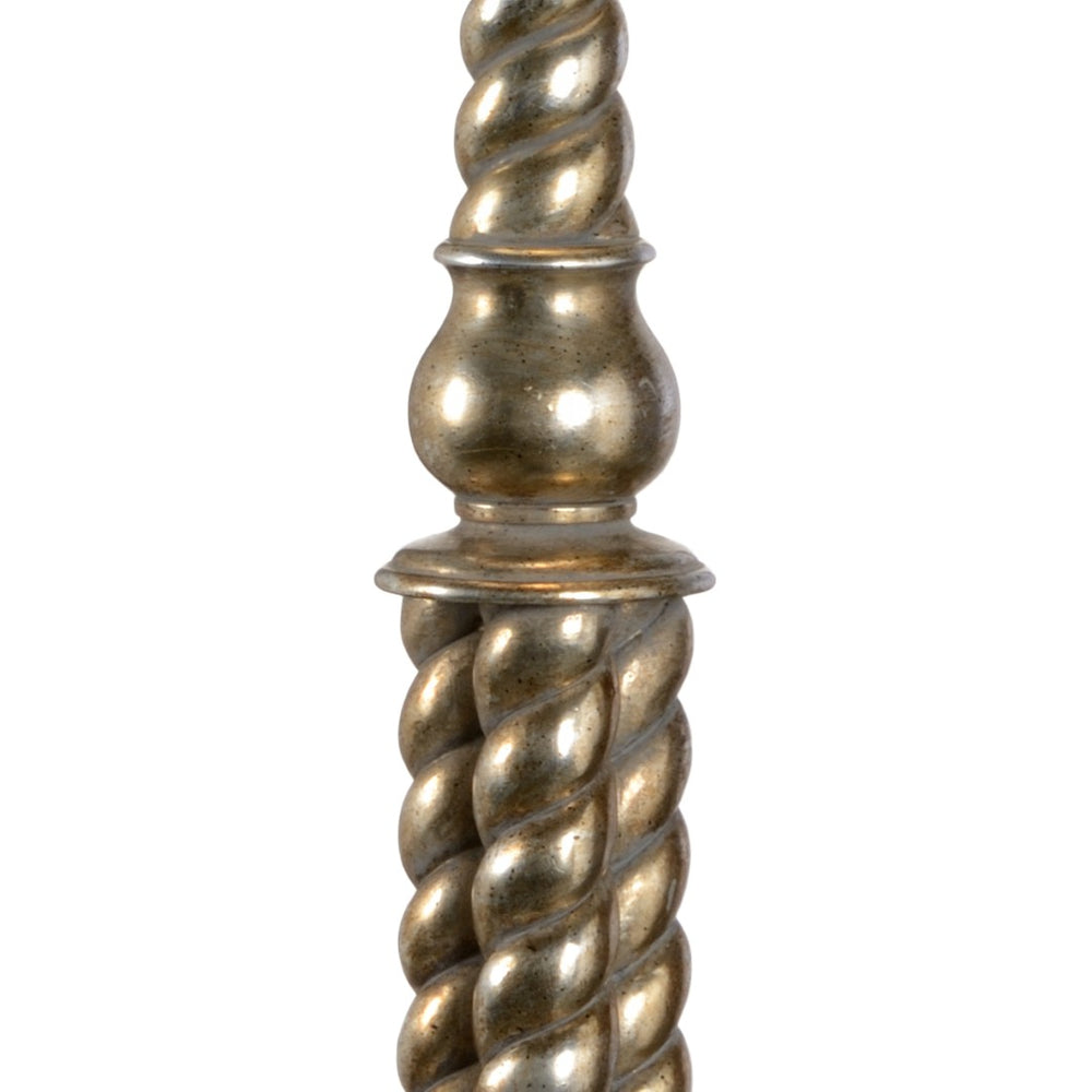 Wildwood Swannanoa Tall Antique Silver Leaf Lamp With Carved Trestle-Style Base, Narrow Profile For Consoles 23340