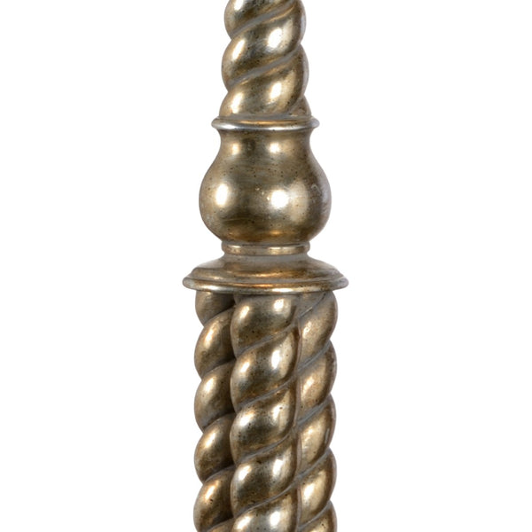 Wildwood Swannanoa Tall Antique Silver Leaf Lamp With Carved Trestle-Style Base, Narrow Profile For Consoles 23340