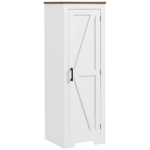 English Elm HOMCOM Farmhouse Barn Door Storage Cabinet with Adjustable Shelves, Anti-Tip Floor Pantry Accent MDF W2225P200919
