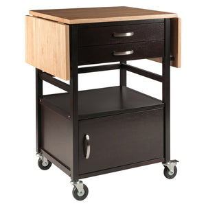 Winsome Wood Bellini Drop Leaf Kitchen Cart – Stylish Two-tone Wood Design With Storage & Mobility For Small Spaces Natural ,Coffee Solid ,Composite Wood 23343-winsome-wood