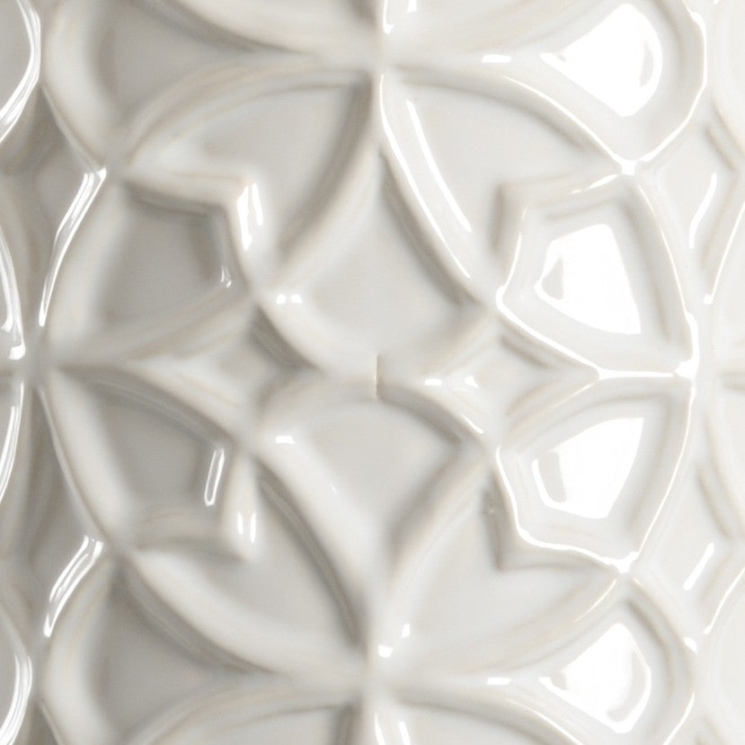 Wildwood Cornelia Sculpted Ceramic Lamp In Snow With Antique Silver Leaf Accents — 32" Statement Accent Light For Living Rooms, Bedrooms, Entryways 23346