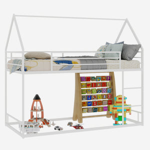 English Elm Metal Twin over Twin Bunk Bed Sturdy Heavy-Duty Frame with Silent Slats, 13" Guardrail & Ladder White W1935P330798