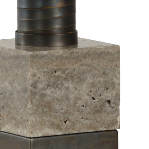 Wildwood Circuit Scorched Bronze Lamp With Sculptural Coil & Gray Marble Base — Industrial Desk Accent Light 23359
