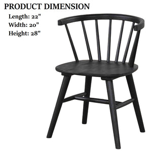 English Elm Black Yate 2pc Mid-Century Dining Chairs with Spindle Back, Molded Seats & Shaker Legs - 22x20x28" B2741P406735