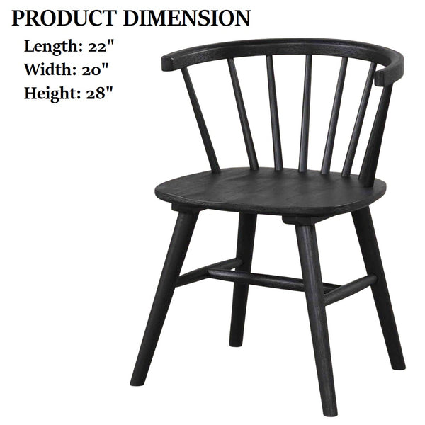 English Elm Black Yate 2pc Mid-Century Dining Chairs with Spindle Back, Molded Seats & Shaker Legs - 22x20x28" B2741P406735