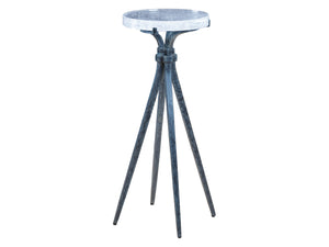 Lexington Artistica Home Luna Spot Table - Hand-forged Organic Design With Unique Bubble Art Glass Top For Elegant Interiors Natural Iron Wood 2336-950