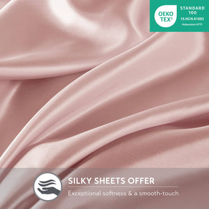 English Elm 4 Luxury Satin Twin Sheet Set - 100% Polyester, Soft Smooth 90g Finish, Deep Pocket Fit & Breathable Comfort Blush 11.81 L x 9.84 W x 3.15 H B035P319694
