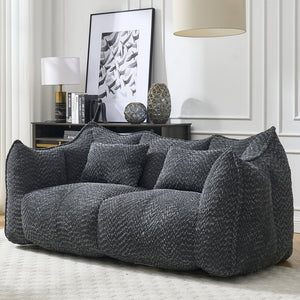 English Elm Soft Plush Foam Beanbag Chair for Two People, Square Recliner Sofa With Superfiber Comfort Embrace Black W1996P252276