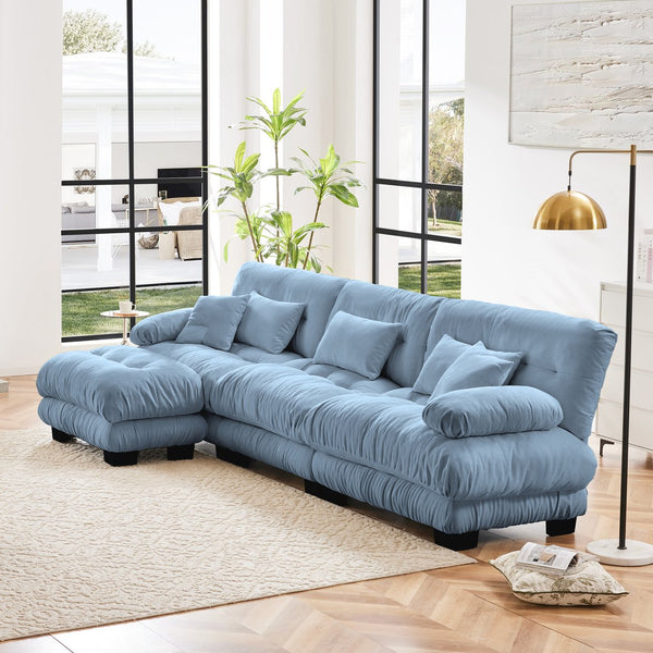 English Elm Luxury Modular Sectional Sofa Couch - Oversized Chenille L-Shaped Cloud Sofa For Ultimate Comfort W714S01083