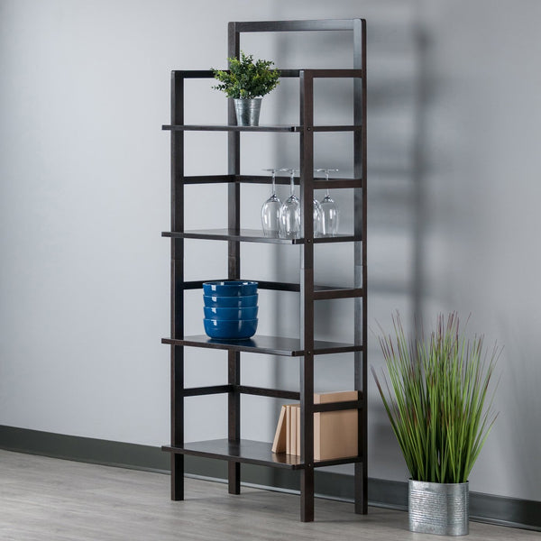 Winsome Wood Aiden 4-tier Baker's Rack - Solid Wood Storage Shelf In Coffee Finish For Kitchen & Living Room Coffee Solid Wood 23371-winsome-wood