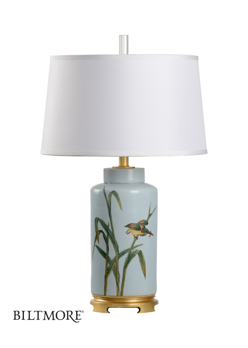 Wildwood Songbird Hand-Painted Table Lamp With 24K-Style Gold Leaf Trim, Slim Sculptural Vintage Accent Lamp 23377