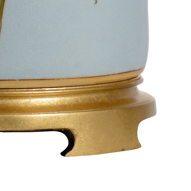Wildwood Songbird Hand-Painted Table Lamp With 24K-Style Gold Leaf Trim, Slim Sculptural Vintage Accent Lamp 23377