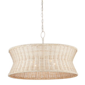 Phebe Chandelier - Elegant Coastal Design with Bleached Wicker Shade and Vanilla Finish for Homes