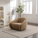 Modern Swivel Accent Chair, Camel Upholstery, Premium Fabric & Metal Base