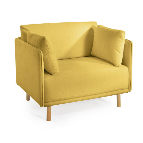 English Elm 39" Scandinavian Accent Chair Plush Upholstered Cushions Solid Wood Legs Modern Lounge N767P208311Y