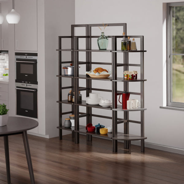 Winsome Wood Aiden 3-piece Solid Wood Baker's Rack Set In Rich Coffee Finish – Stylish Kitchen & Storage Solution Coffee Solid Wood 23388-winsome-wood