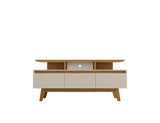 Manhattan Comfort Yonkers Mid-Century Modern TV Stand Off White and Cinnamon 233BMC12