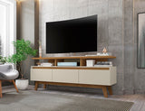 Manhattan Comfort Yonkers Mid-Century Modern TV Stand Off White and Cinnamon 233BMC12