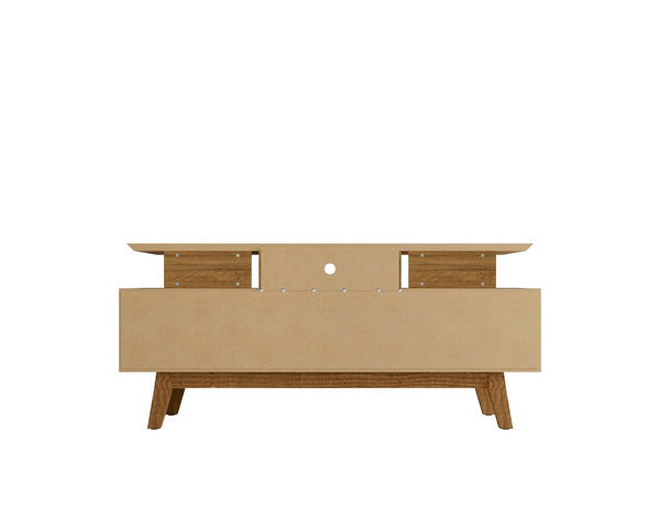 Manhattan Comfort Yonkers Mid-Century Modern TV Stand Off White and Cinnamon 233BMC12