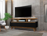 Manhattan Comfort Yonkers Mid-Century Modern TV Stand Black and Cinnamon 233BMC82