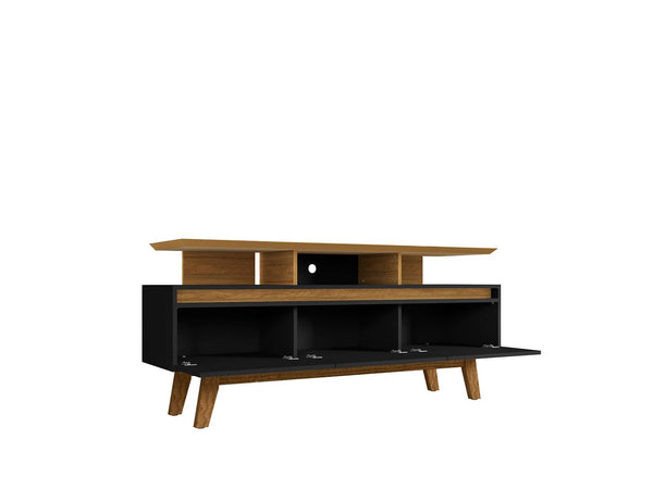 Manhattan Comfort Yonkers Mid-Century Modern TV Stand Black and Cinnamon 233BMC82