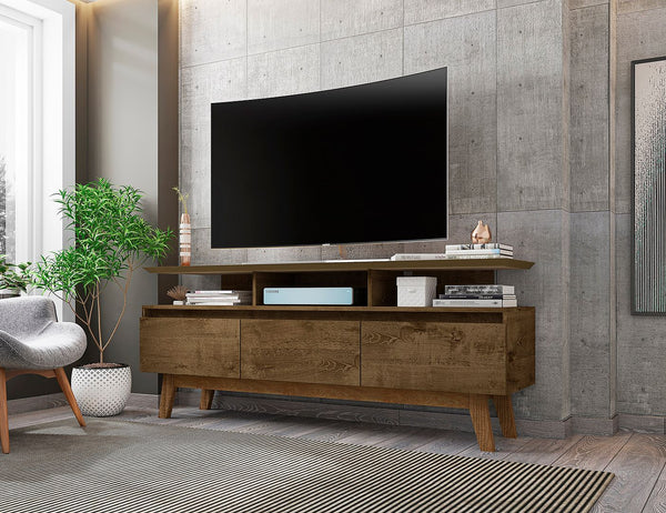 Manhattan Comfort Yonkers Mid-Century Modern TV Stand Rustic Brown 233BMC9