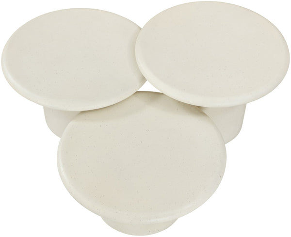 Meridian Furniture Emara Three Piece Concrete Fiberglass Coffee Table Set for Indoor Outdoor Lounge 233Cream-CT-3PC