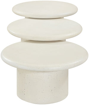Meridian Furniture Emara Three Piece Concrete Fiberglass Coffee Table Set for Indoor Outdoor Lounge 233Cream-CT-3PC