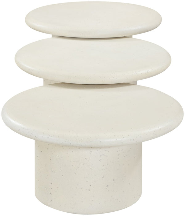 Meridian Furniture Emara Three Piece Concrete Fiberglass Coffee Table Set for Indoor Outdoor Lounge 233Cream-CT-3PC