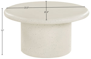 Meridian Furniture Emara Sculptural Concrete Fiberglass Round Coffee Table for Indoor Outdoor Use 233Cream-CT12
