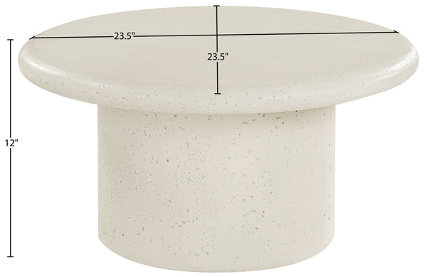 Meridian Furniture Emara Sculptural Concrete Fiberglass Round Coffee Table for Indoor Outdoor Use 233Cream-CT12