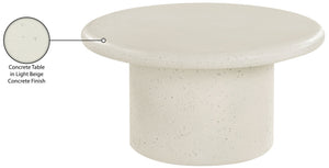 Meridian Furniture Emara Sculptural Concrete Fiberglass Round Coffee Table for Indoor Outdoor Use 233Cream-CT12