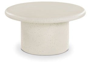 Meridian Furniture Emara Sculptural Concrete Fiberglass Round Coffee Table for Indoor Outdoor Use 233Cream-CT12