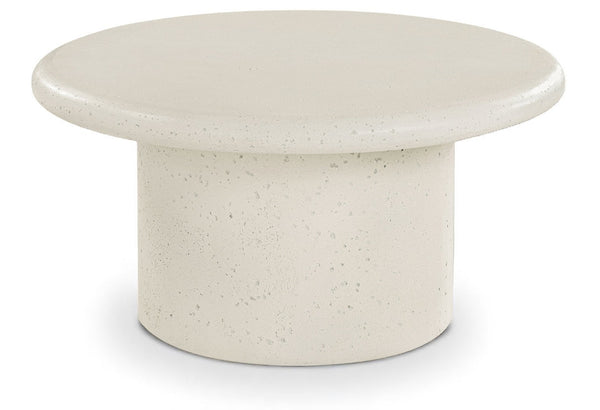 Meridian Furniture Emara Sculptural Concrete Fiberglass Round Coffee Table for Indoor Outdoor Use 233Cream-CT12