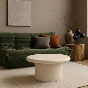 Meridian Furniture Emara Sculptural Concrete Fiberglass Round Coffee Table for Indoor Outdoor Use 233Cream-CT12
