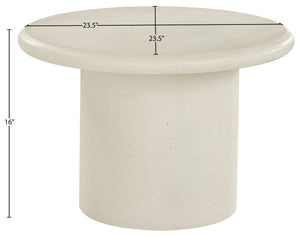 Meridian Furniture Emara Sculptural Concrete Fiberglass Round Coffee Table for Indoor Outdoor Living 233Cream-CT16