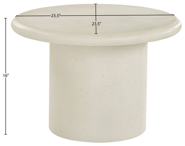 Meridian Furniture Emara Sculptural Concrete Fiberglass Round Coffee Table for Indoor Outdoor Living 233Cream-CT16
