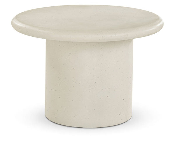 Meridian Furniture Emara Sculptural Concrete Fiberglass Round Coffee Table for Indoor Outdoor Living 233Cream-CT16