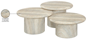 Meridian Furniture Emara Travertine Finish Concrete Fiberglass 3 Piece Indoor Outdoor Coffee Table Set 233Travertine-CT-3PC